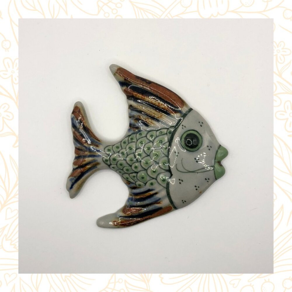 Ceramic Tonala Ken Edwards Fish Wall Decorations Hand-Painted in Mexico